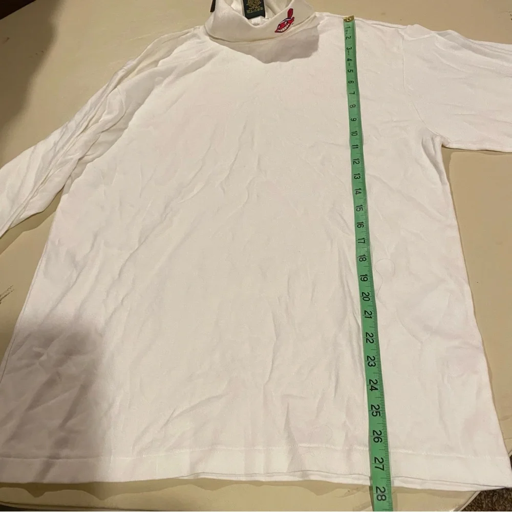 Cleveland Indians Shirt Men Large White Turtleneck Long Sleeve Cotton New
